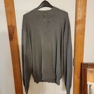Orvis Pullover Sweater Men's Extra Large Gray Quarter Zip Silk Cashmere Outdoor